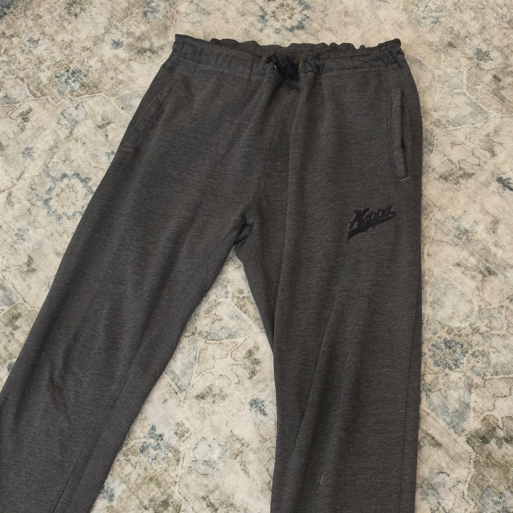 Kappa Mens Heathered Charcoal Grey Logo Embroidered Jogger Sweatpants Medium
